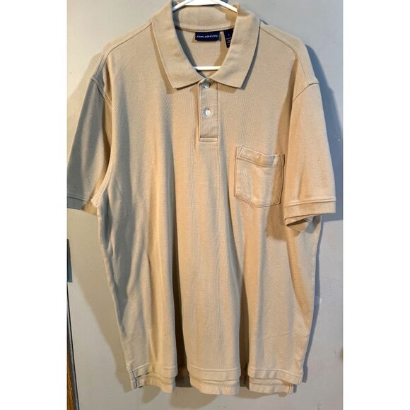 John Ashford Men's Beige Polo Shirt With Pocket Size L 100% Cotton - Picture 1 of 2